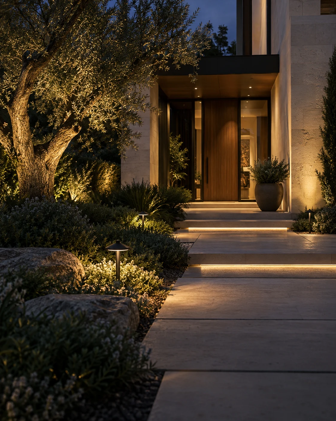 exterior or landscape lighting at night